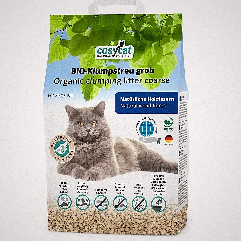 10L CosyCat Bio-Klumpstreu GROB aus Holz 100% natürliches Katzenstreu