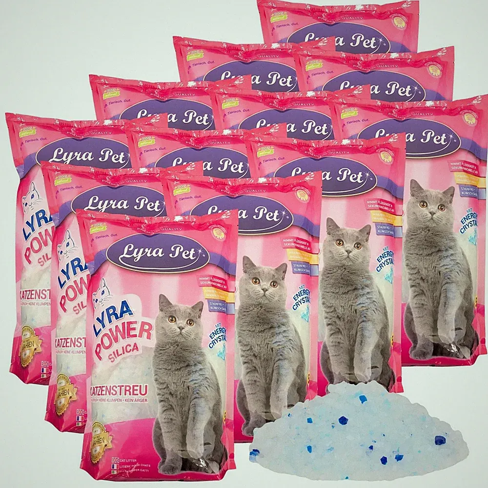12 x 5 l = 60 L Lyra Power Silikat Katzenstreu Cat klumpfrei Katze TOP Lyra Pet®