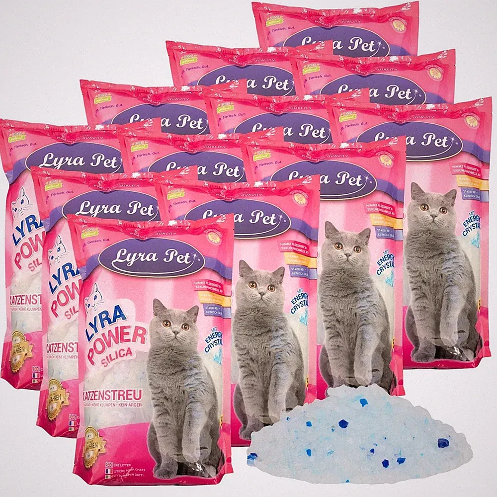 12 x 5 l = 60 L Lyra Power Silikat Katzenstreu Cat klumpfrei Katze TOP Lyra Pet®