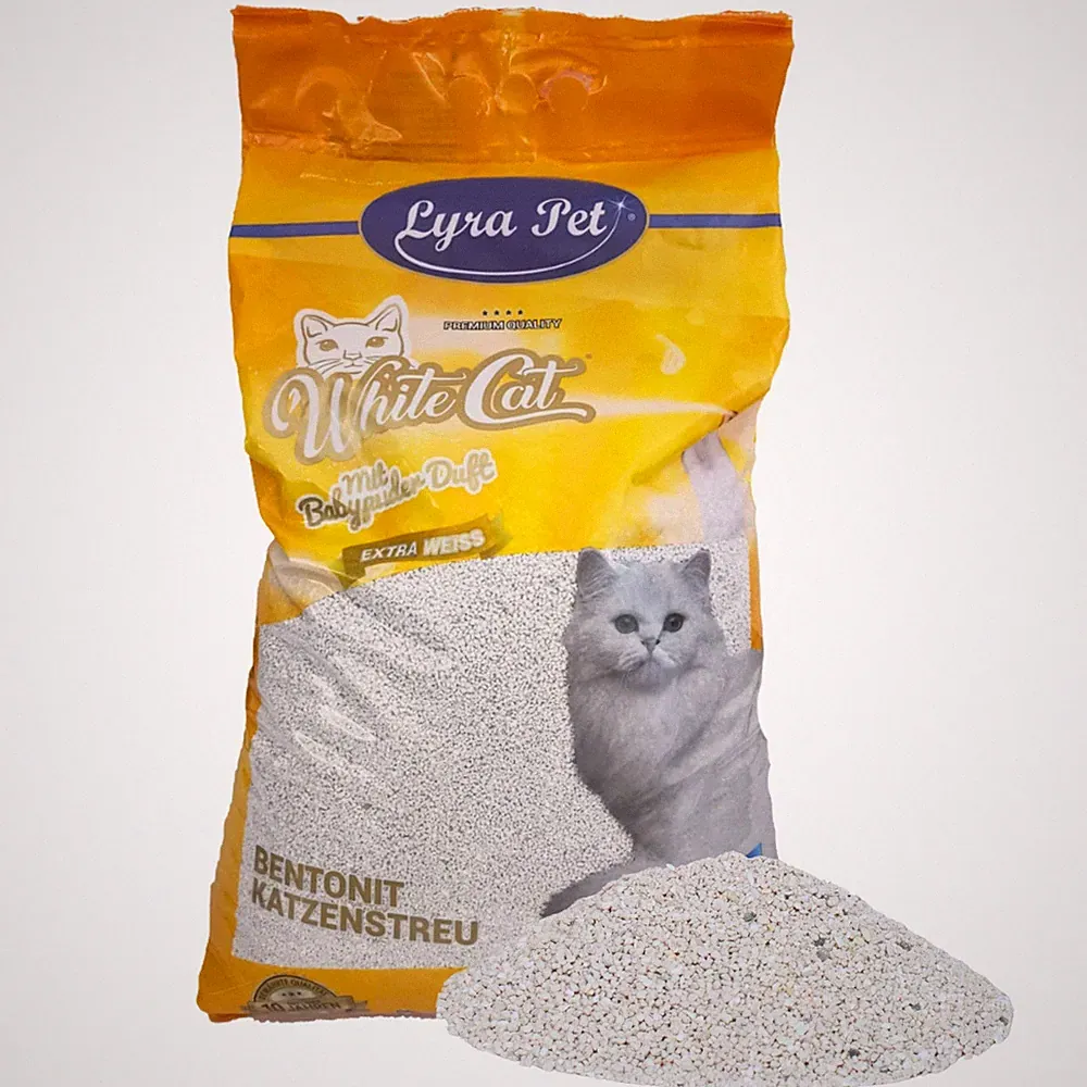 15 L White Cat Katzenstreu klumpend mit Babypuderduft Naturprodukt staubarm