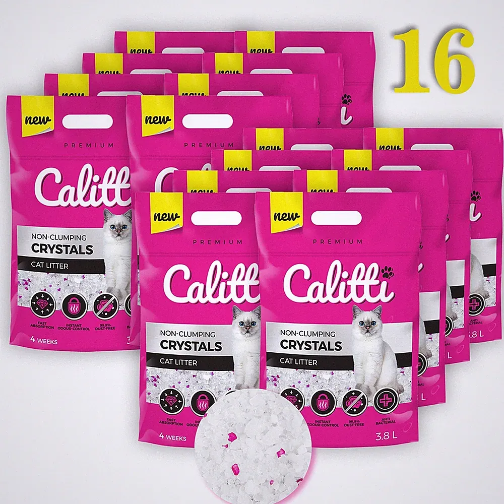 16 x 3,8L = 60,8L •CALITTI • Katzen Streu Silikat Katzenstreu Silikatstreu Clean