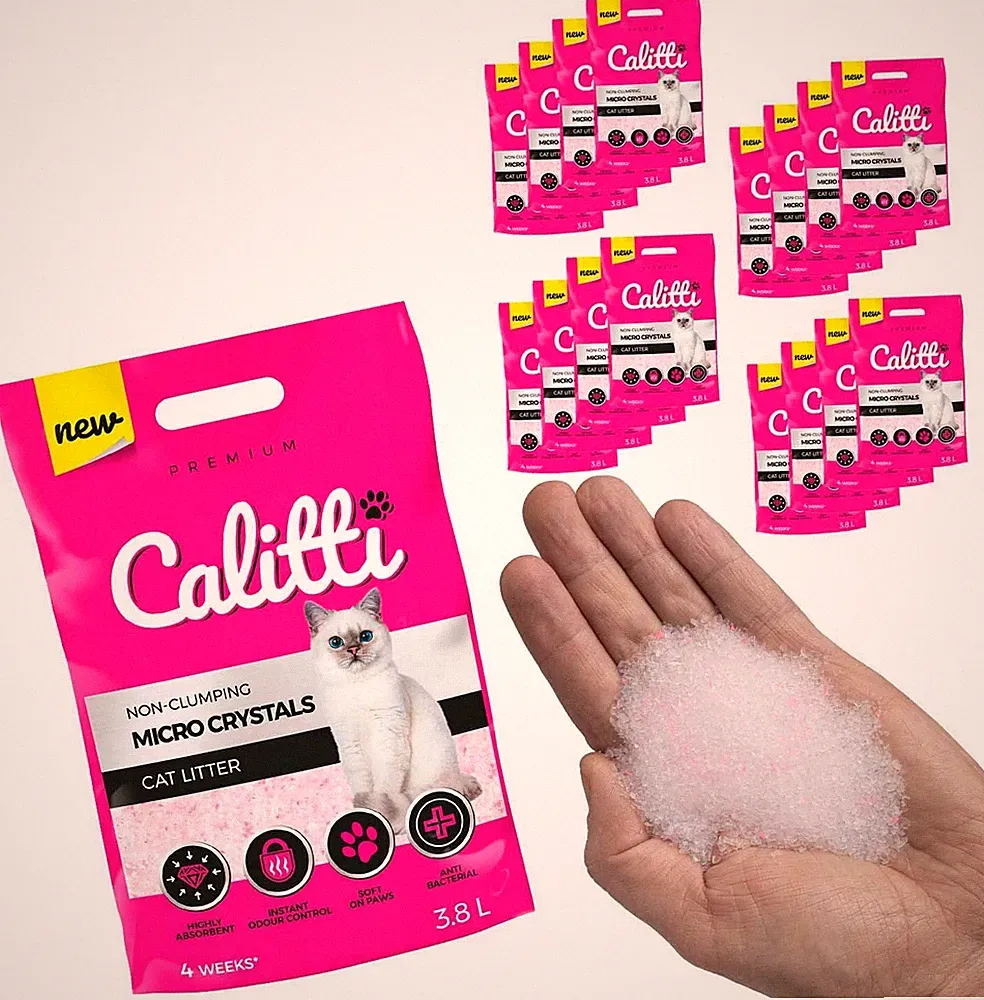 16 x 3,8L = 60,8L Calitti Micro Silikatstreu Katzenstreu Cat Staubfrei Klumpfrei