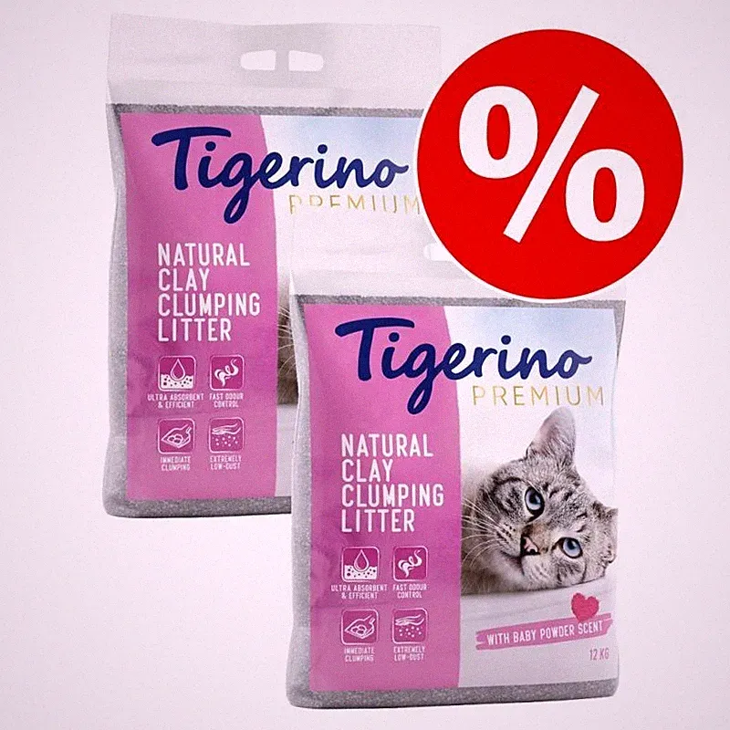 2 x 12kg Tigerino Katzenstreu White Rose Duft - Klumpen Geruchskontrolle Staubfrei