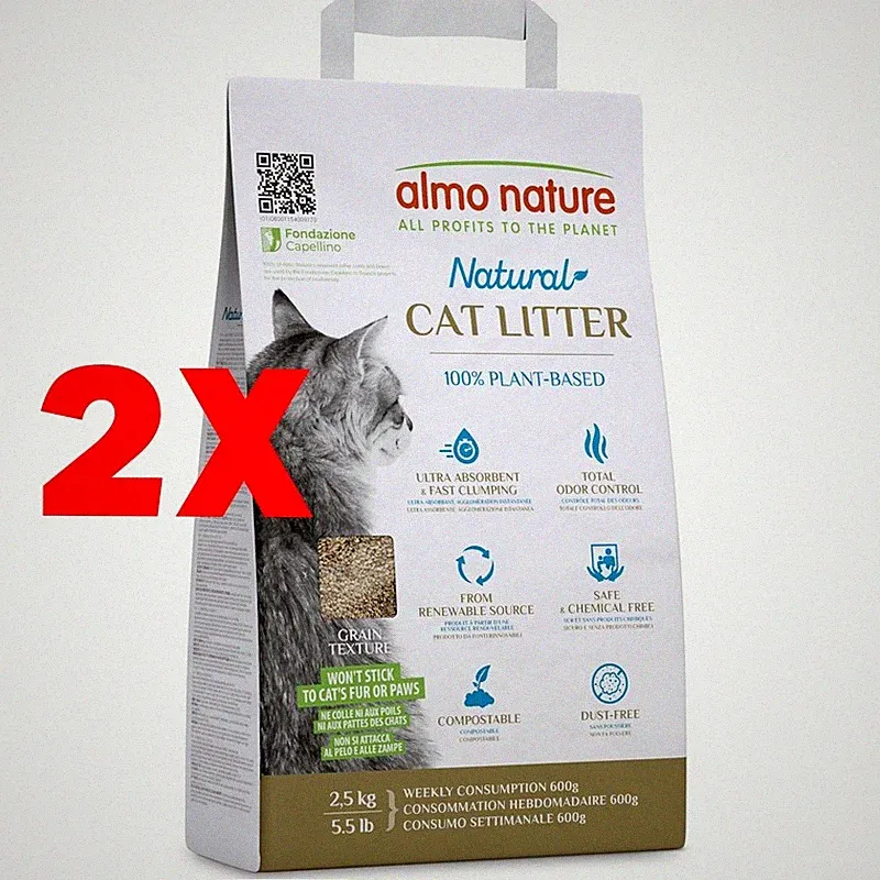 2 X ALMONATURE Katzenstreu 2,5 kg Sack