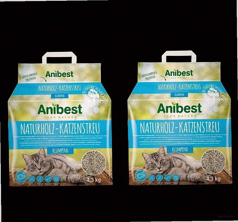 2 x Anibest Naturholz-Katzenstreu klumpend 10L Katzenklo Einstreu Katzentoilette