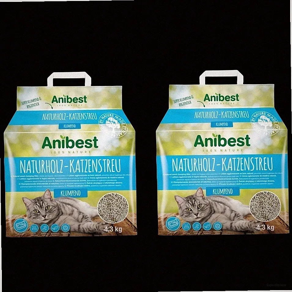 2 x Anibest Naturholz-Katzenstreu klumpend 10L Katzenklo Einstreu Katzentoilette