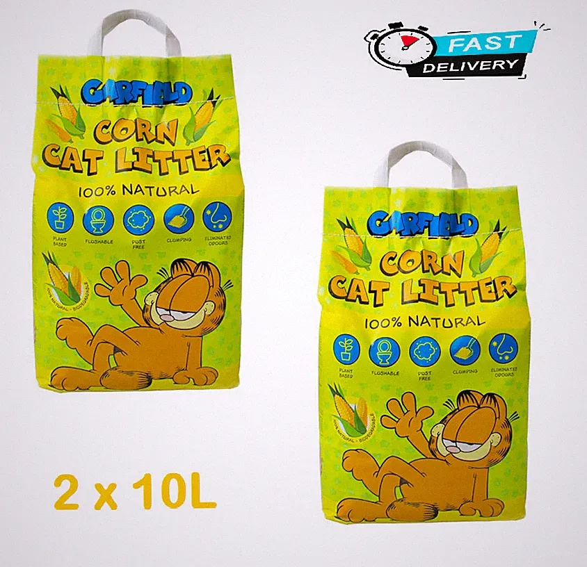 2 x Garfield Mais Katzenstreu 10L -100% natürlich biologisch abbaubar staubfrei geruchsneutral
