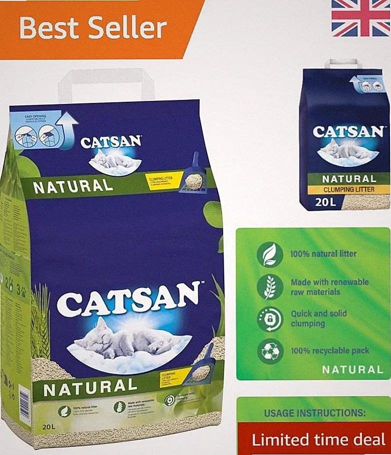 20L natürliches klumpendes Katzenstreu - biologisch abbaubar & extra saugfähig, keine Gerüche