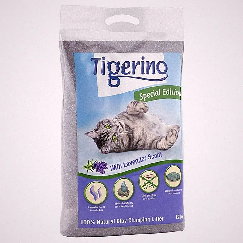 24 kg Tigerino klumpendes Katzenstreu Lavendelduft saugfähig effizient