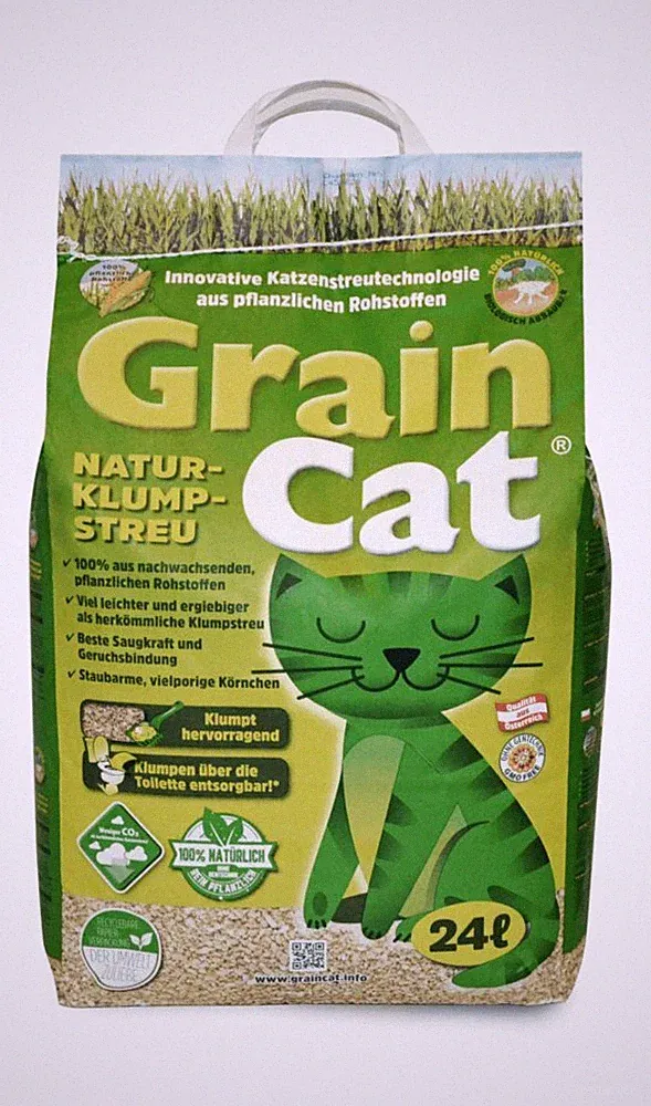 24 l GrainCat Katzenstreu Naturklumpstreu klumpend