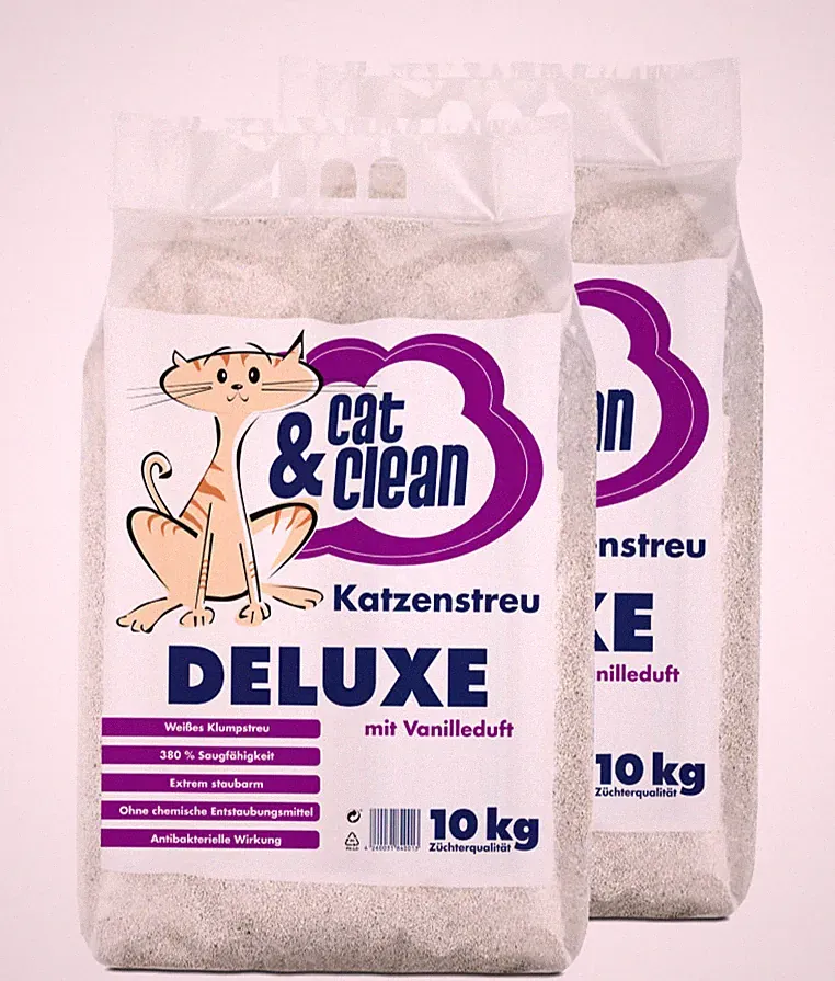 2x 10kg = 20kg Cat & Clean® Katzenstreu DELUXE mit Vanilleduft Klumpstreu