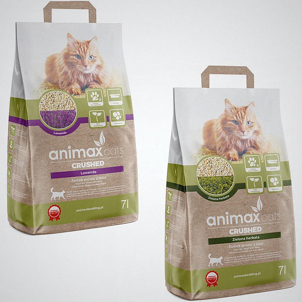 2x Katzenstreu Animax Crushed Lavendel Grüntee 14L staubfrei biologisch abbaubar