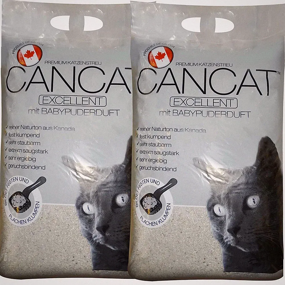 2x15 kg CANCAT Excellent kanadische Premium Katzenstreu Klumpstreu Babypuderduft
