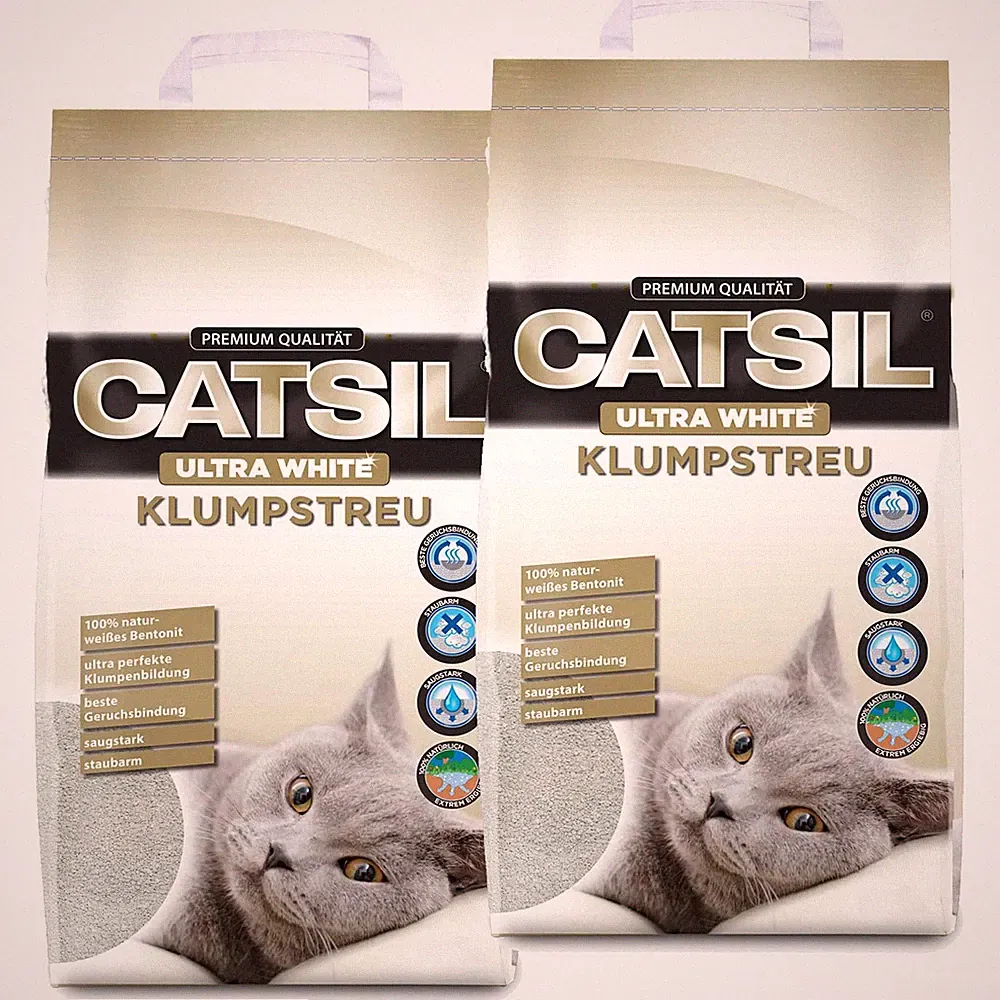 2x15 l = 30 l Catsil Ultra White Babypuderduft Katzenstreu Cat klumpend Bentonit