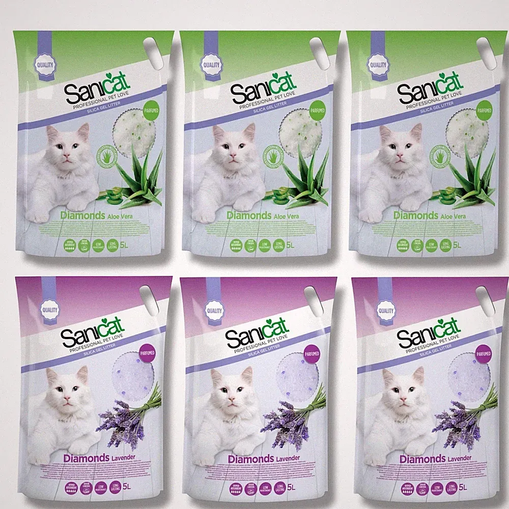 3 x 5L Sanicat Silica Gel Diamonds Katzenstreu staubfrei klumpffrei saugfähig🐈