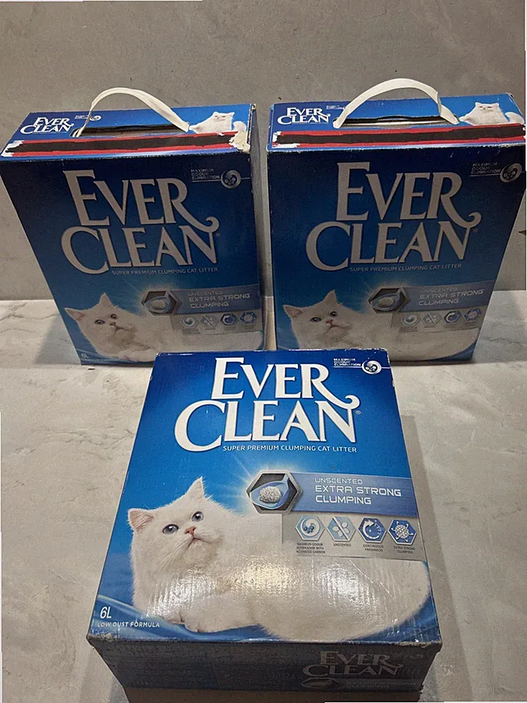 3 x Ever Clean extra starkes Katzenstreu klumpend unparfümiert, 6 l - 18 Liter insgesamt