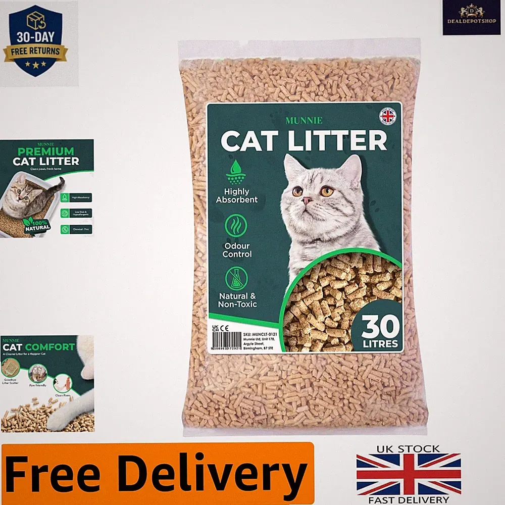 30L staubfreies, unparfümiertes Katzenstreu - biologisch abbaubare Holzpellets für saubere Häuser