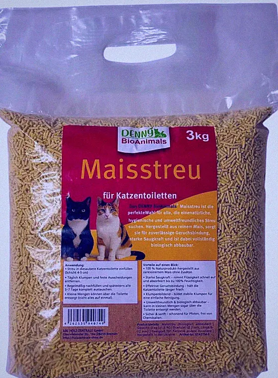 3kg Katzenstreu, Maisstreu, 100% pflanzlich, klumpend, geruchsneutral, staubarm