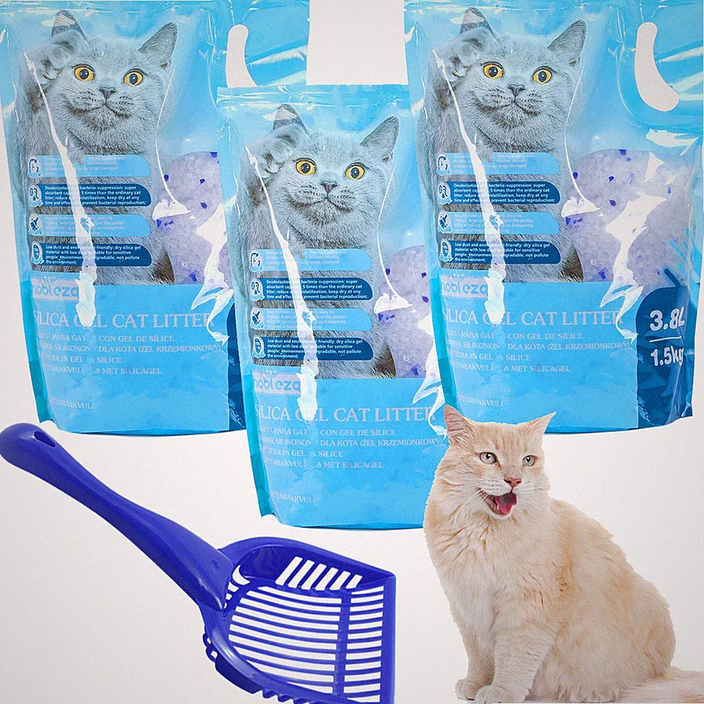 3x Katzenstreu Silikat Silikatstreu Streu Haustier 3,8L + Katzenstreu Schaufel
