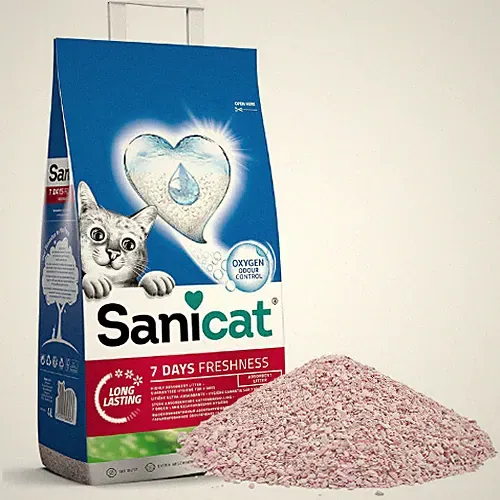 4 L SANICAT Katzenstreu mit Aloe Vera 7 DAYS schnelle Absorption saugfähig