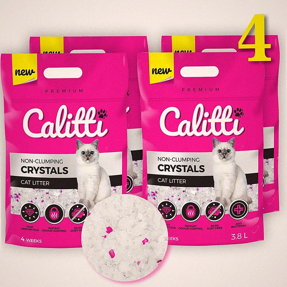 4 x 3,8L = 15,2L •CALITTI • Katzen Streu Silikat Katzenstreu Silikatstreu Clean