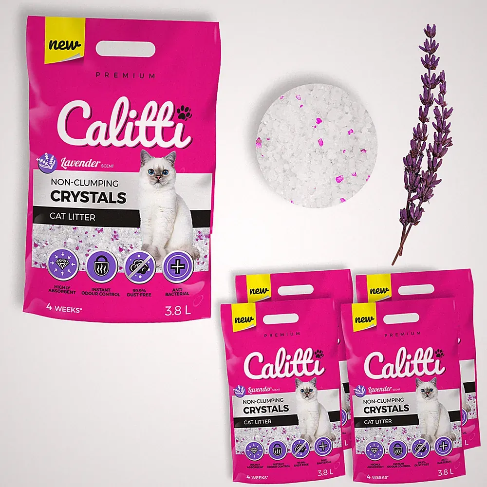 4 x 3,8L = 15,2L • CALITTI Katzen Streu Silikat Katzenstreu Silikatstreu Clean L