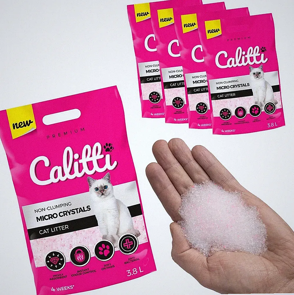4 x 3,8L = 15,2L Calitti Micro Silikatstreu Katzenstreu Cat Staubfrei Klumpfrei