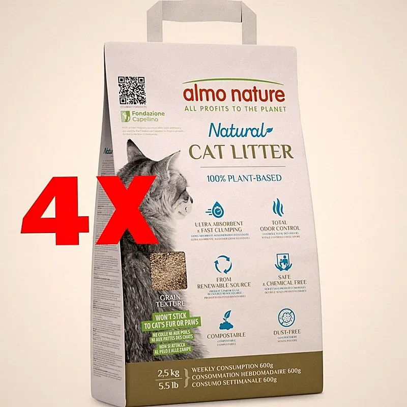 4 X ALMONATURE Katzenstreu 2,5 kg Sack