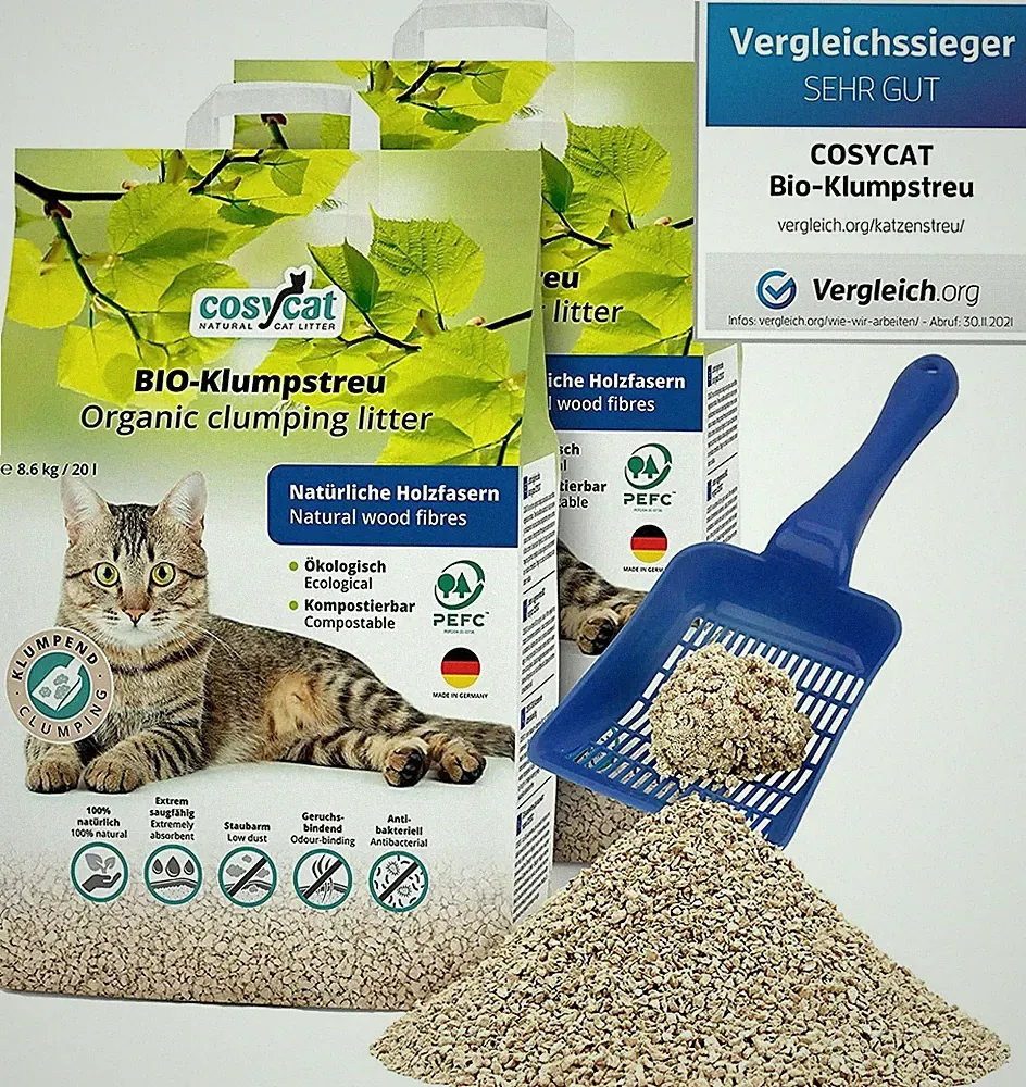 40 L CosyCat Bio-Klumpstreu FEIN aus Holz 100% natürliches Katzenstreu