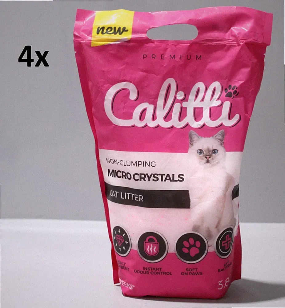 4x Calitti - Micro Silikat Katzenstreu | Premium Crystals Silikatstreu | 3,8 L
