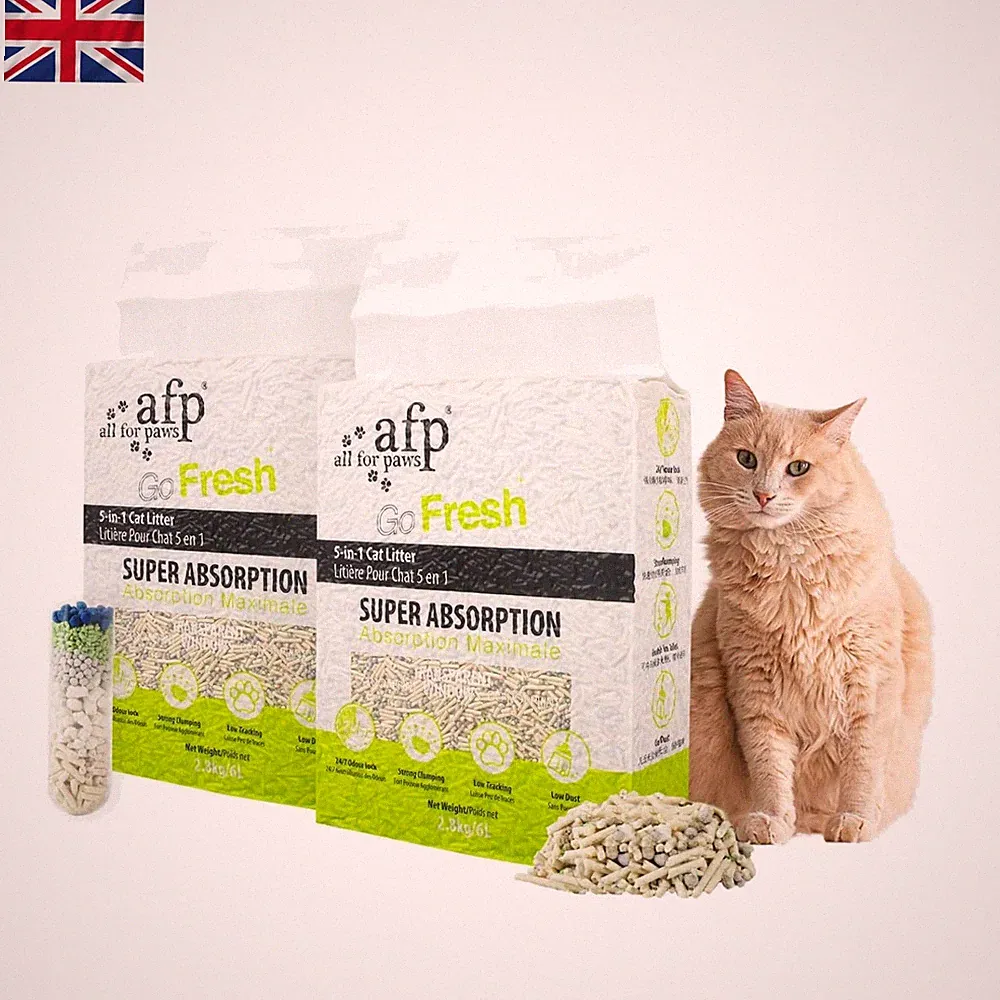5-in-1 Spülbares Tofu Katzenstreu, Geruchskontrolle & schnelles Verklumpen, 12L x 2er Pack