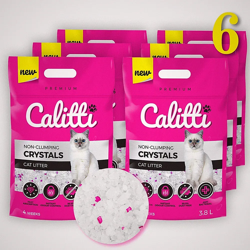 6 x 3,8L = 22,8L •CALITTI • Katzen Streu Silikat Katzenstreu Silikatstreu Clean