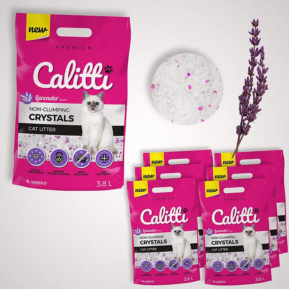 6 x 3,8L = 22,8L • CALITTI Katzen Streu Silikat Katzenstreu Silikatstreu Clean L