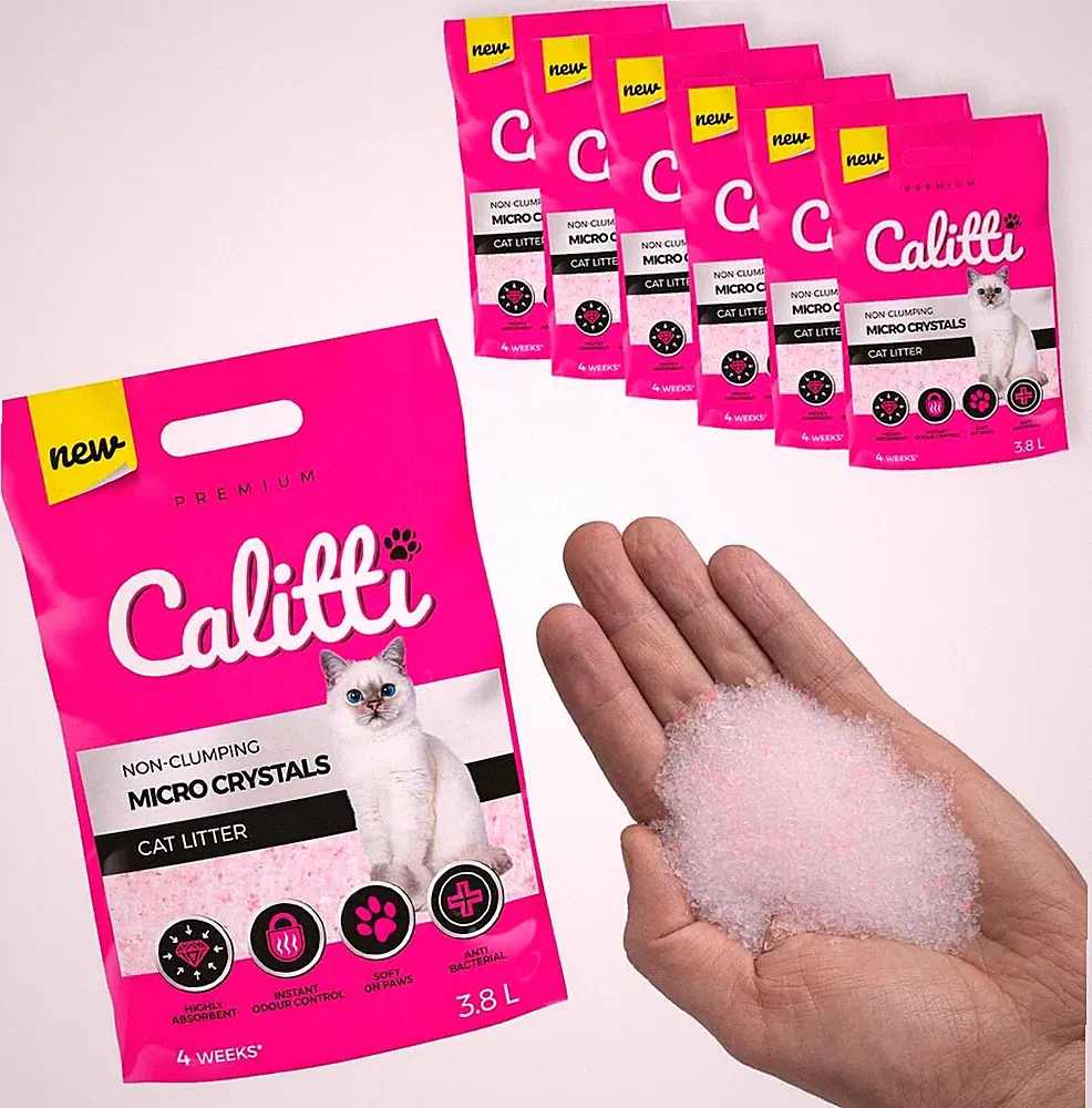 6 x 3,8L = 22,8L Calitti Micro Silikatstreu Katzenstreu Cat Staubfrei Klumpfrei