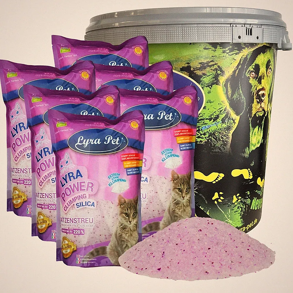 6 x 5 L = 30 L Lyra Power Silikat Cat klumpend Katzenstreu Lyra Pet® +30 L Tonne