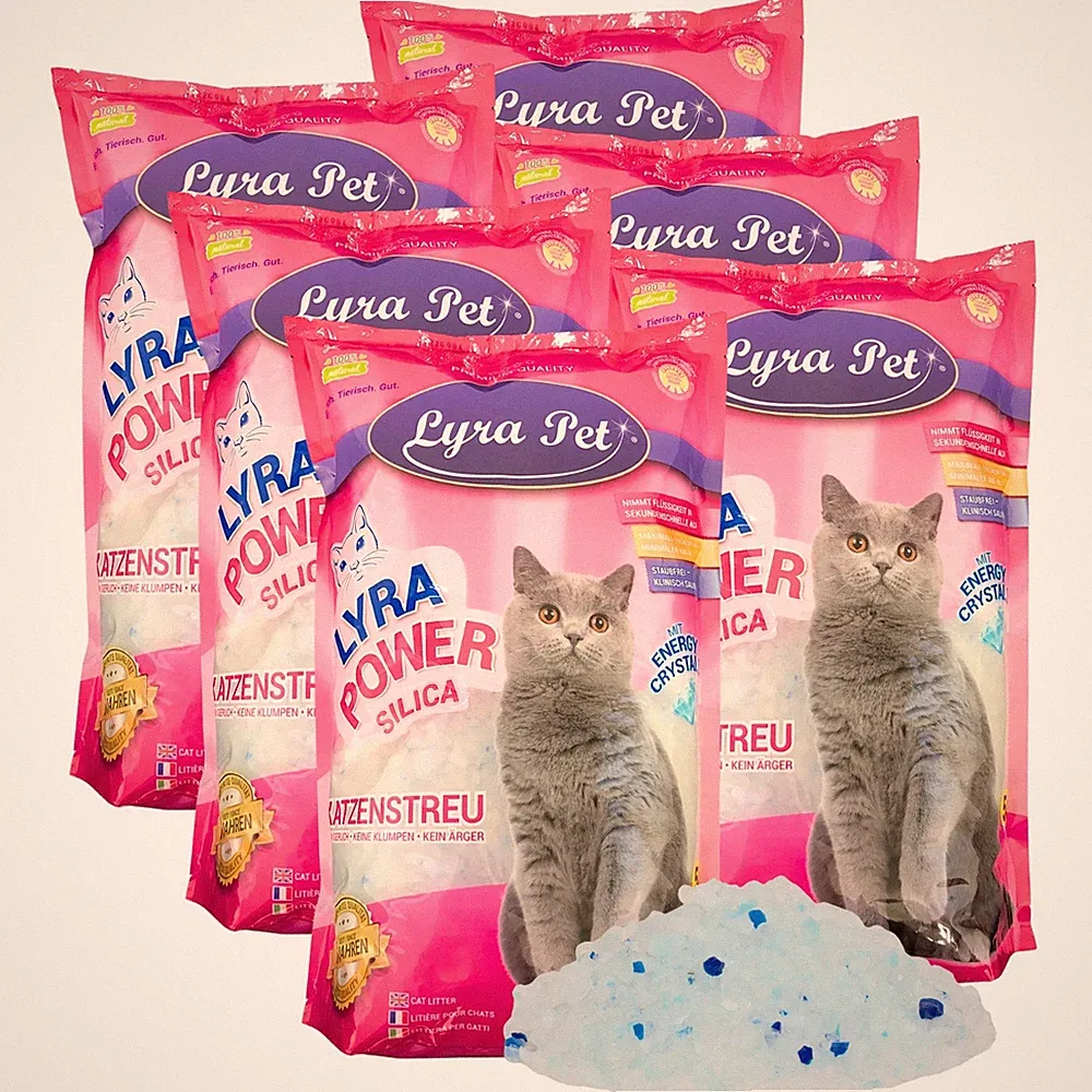 6 x 5 L = 30 L Lyra Power Silikat Katzenstreu Cat staubfrei klumpfrei Lyra Pet®