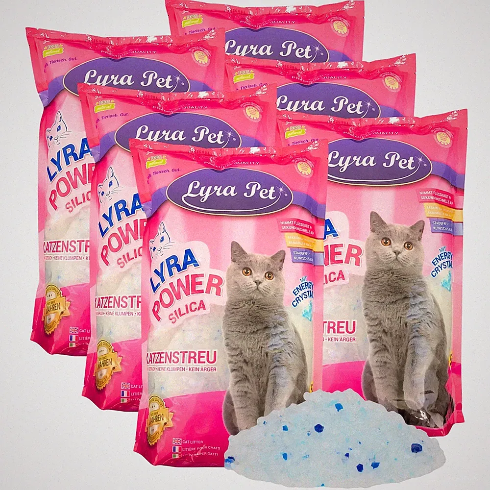 6 x 5 L = 30 L Lyra Power Silikat Katzenstreu Cat staubfrei klumpfrei Lyra Pet®
