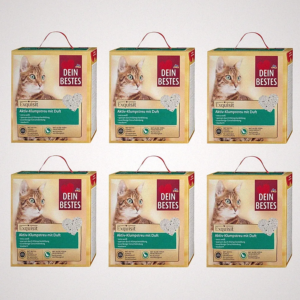 6 x 6000ml Dein Bestes Katzenstreu Aktiv-Klumpstreu mit Aloe Vera Duft, Exquisit