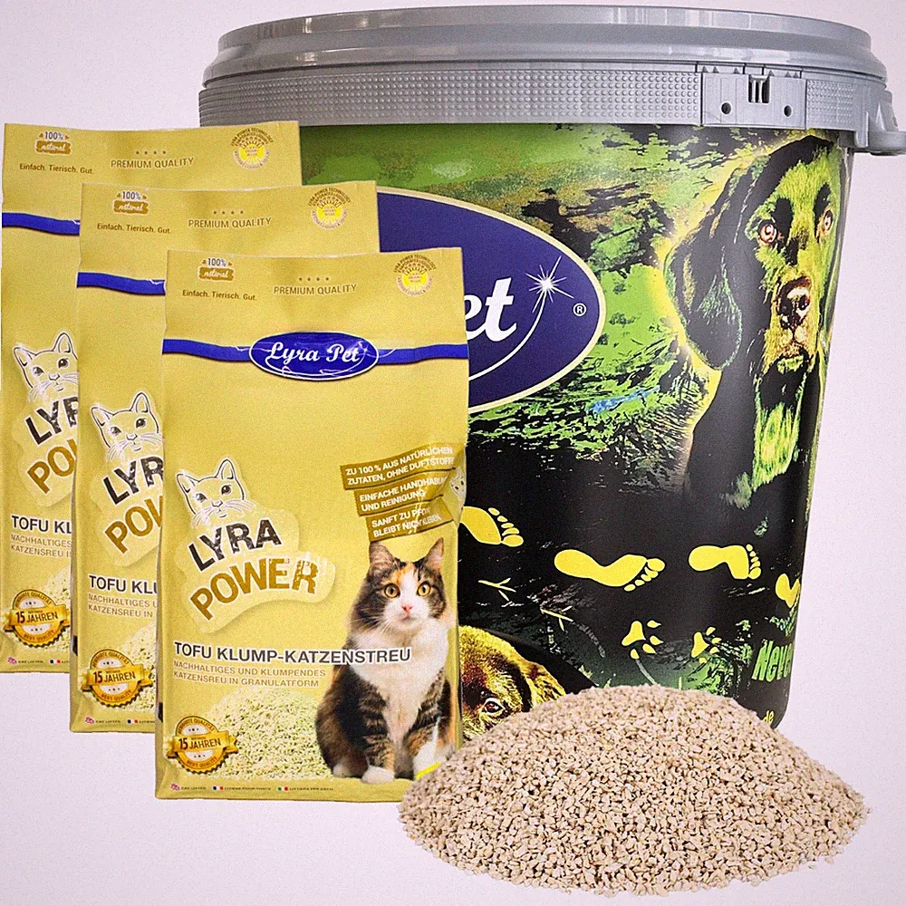 7,5 kg Tofu Katzenstreu Klumpstreu staubfrei Katze Lyra Pet® in 30 L Tonne