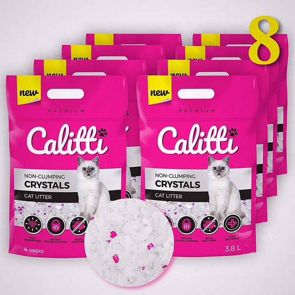 8 x 3,8L = 30,4L •CALITTI • Katzen Streu Silikat Katzenstreu Silikatstreu Clean