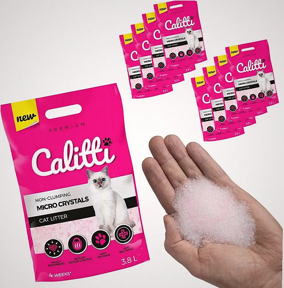 8 x 3,8L = 30,4L Calitti Micro Silikatstreu Katzenstreu Cat Staubfrei Klumpfrei
