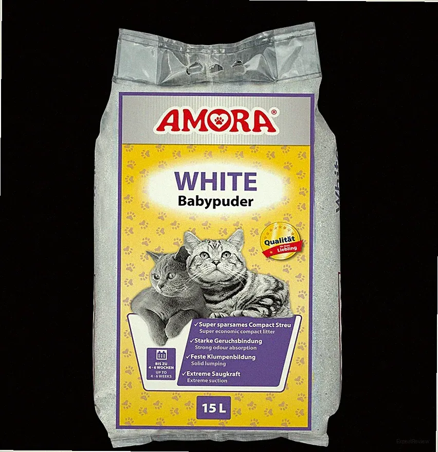 Amora Katzenstreu White Babypuder 15L Katzenklo Einstreu Katzentoilette Naturton
