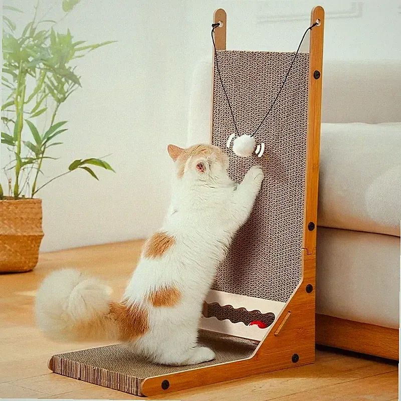 Animalerie Kratzbaum Für Katze Aus Holz Mit Interaktivem Spielzeug Papier Wellen