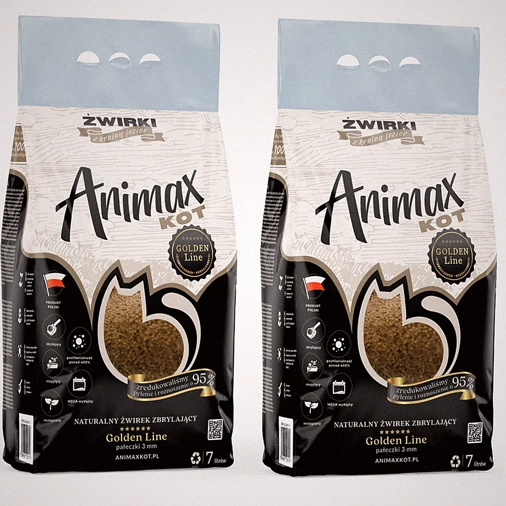 Animax Golden Line 3 mm Katzenstreu 2 x 7 L Klumpend Holzpellets