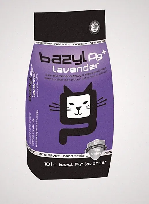 BAZYL Ag+ Lavender Bentonit-Katzenstreu mit Nanosilber und Lavendelduft 10 L