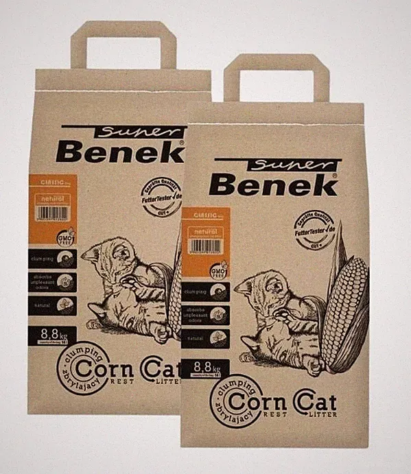 BENEK Super Corn Cat Katzenstreu klumpend natürlich Mais14 l x 2 (28 l)