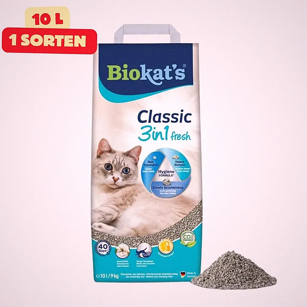 Biokat's Classic 3in1 Fresh Katzenstreu Klumpstreu Baumwollblüte 2x10L Naturton