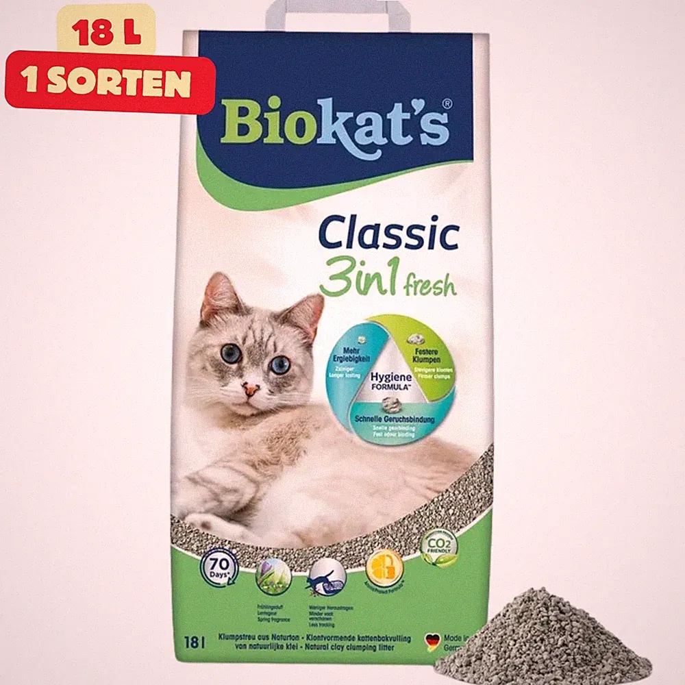Biokat's Classic 3in1 Fresh Katzenstreu Klumpstreu Frühlingsduft 18L Naturton