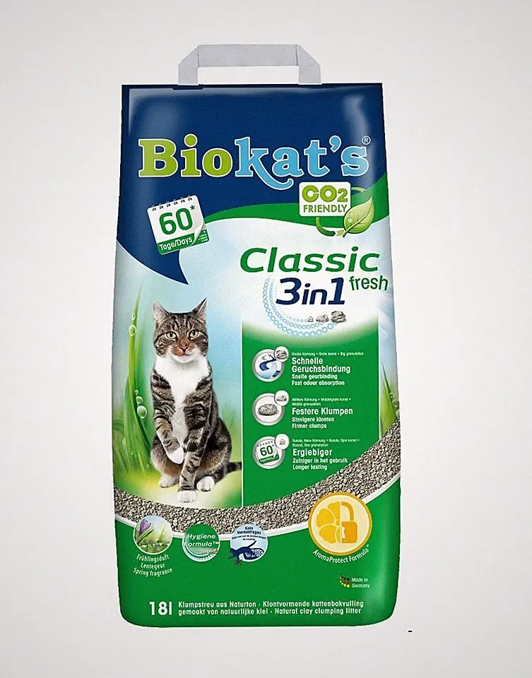 BIOKAT'S Classic 3w1 18 l Fresh Katzenstreu mit Frühlingsduft
