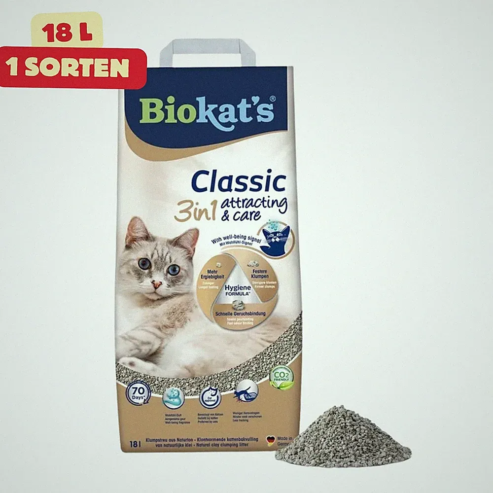 Biokat's Classic Attracting & Care Katzenstreu Klumpstreu Lockduft 18L Naturton